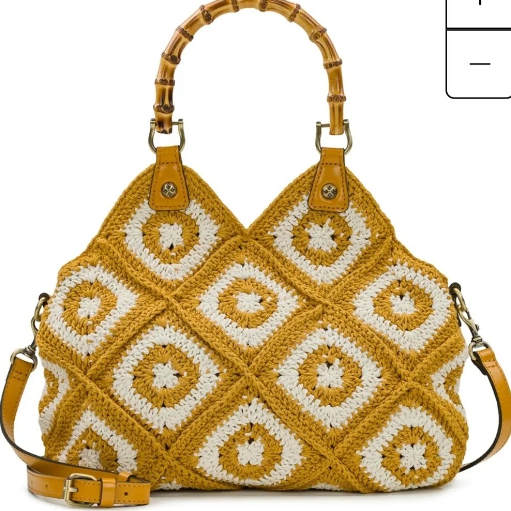 Patricia Nash Mustard and White Crochet Crossbody/Tote - Picture 4 of 10